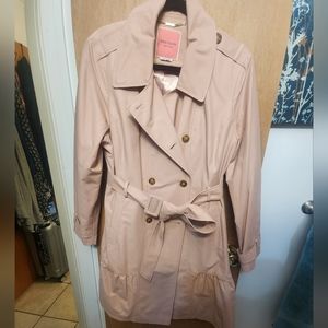 Kate Spade Pink Flounce Trench Coat XL